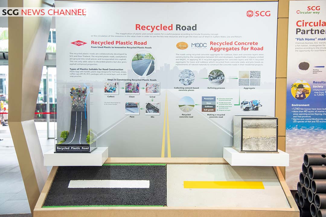 ถนน Recycled Road จากคอนกรีตเหลือใช้เเละถุงพลาสติกใช้เเล้ว